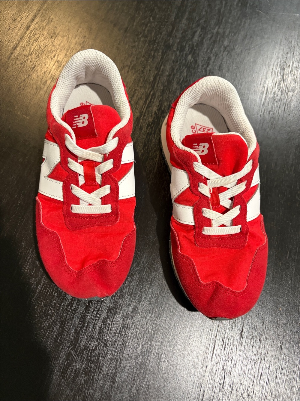 New Balance Kids Red and White Retro Runner Sneakers size 1 Wide